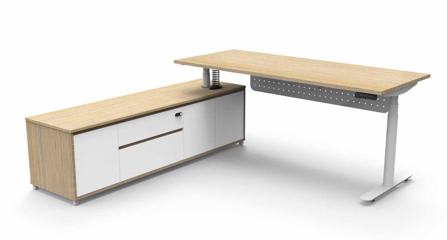 Halo+ Height Adjustable Executive Desk - with Modesty